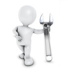1257016-Clipart-Of-A-3d-White-Man-With-A-Giant-Wrench-Royalty-Free-Illustration